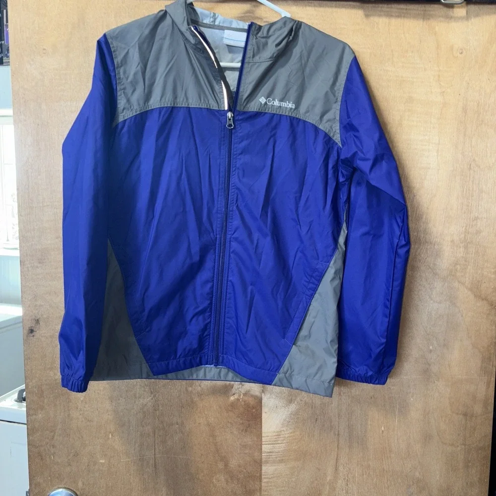 Columbia Kids Windbreaker L Purple Full Zip Gray‎ Pockets